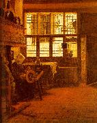 BOURSSE, Esaias Interior with a Woman at a Spinning Wheel fdgd china oil painting reproduction